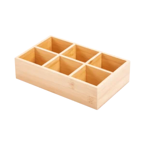 Bamboo Table Organiser - 6 Compartments